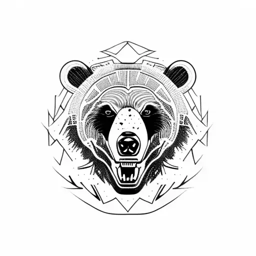 Grizzly Bear Head Black