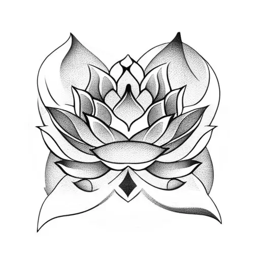 Half Moon With Lotus And Heart