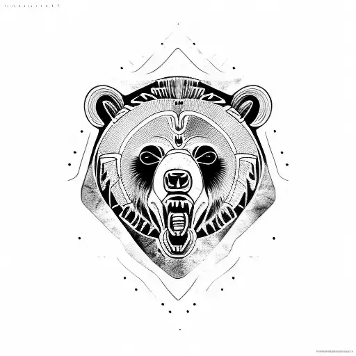 Grizzly Bear Head Outlines Black