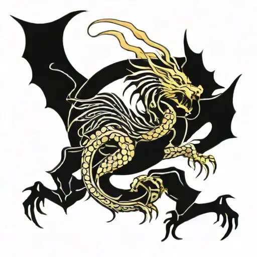 Golden Dragon In Cancer Zodiac Sign With Wings Of Gabriel