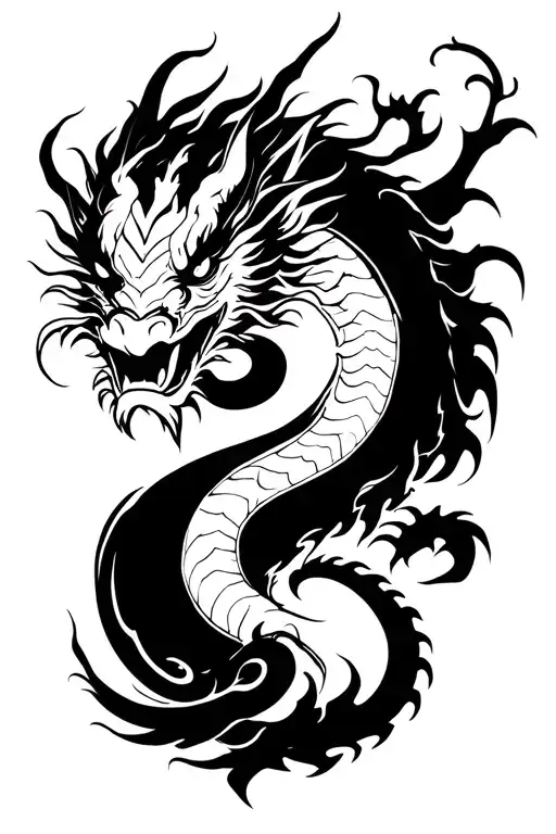 Yin Yan With A Dragon And