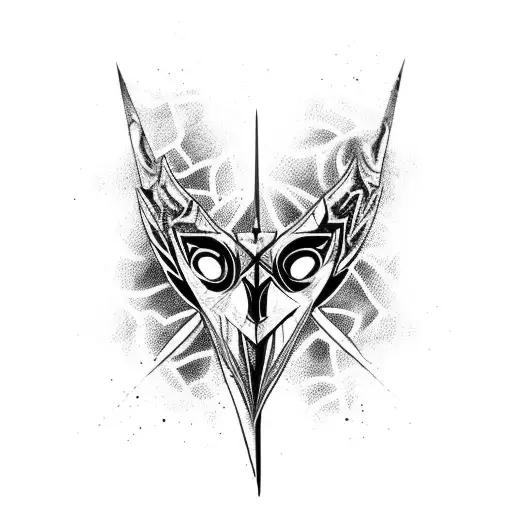 A Large Black And White Broken Sword