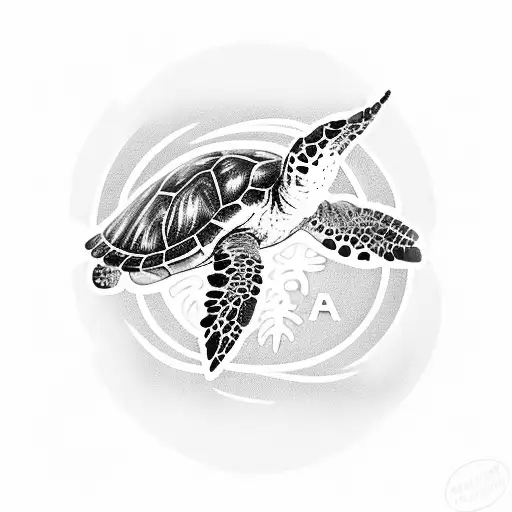 Latte With Sea Turtle Drawn In The Foam And Rhe Letters Mcm As Whisps In The Steam