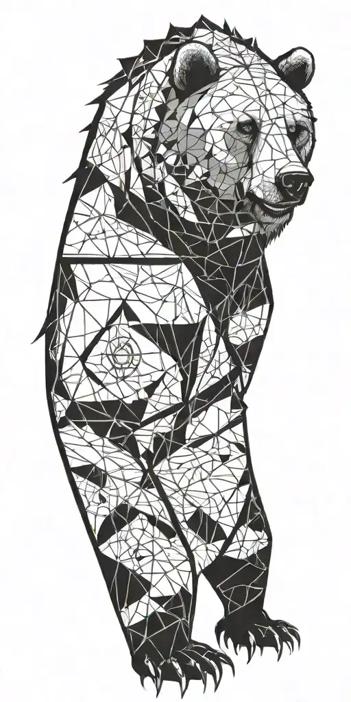 Grizzly Bear Encased In Armour With Geometrical Design Incorporating A Compass