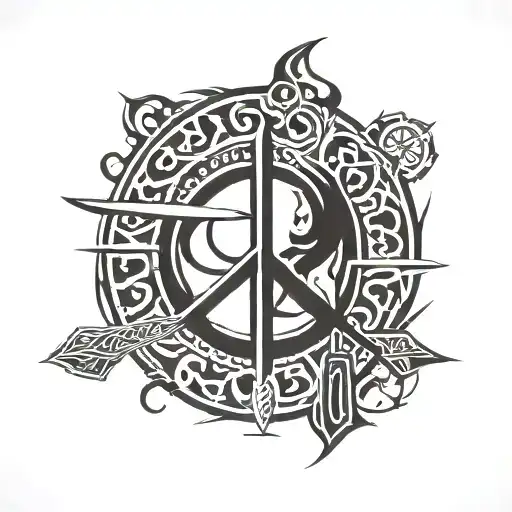 Peace Symbol With Sword Embedded