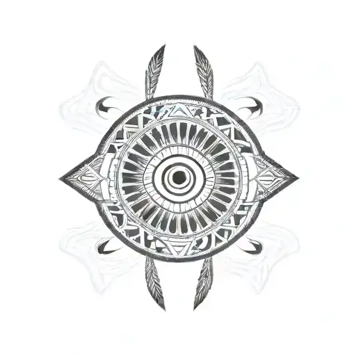 Native American Tribal Pattern Full Back Tattoo With Shaman's Eye In The Middle