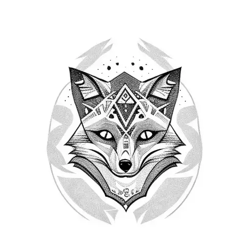 Fox Head With A Skull Around It