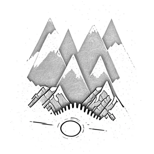 Bicycle Gears Forming A Mountain Range