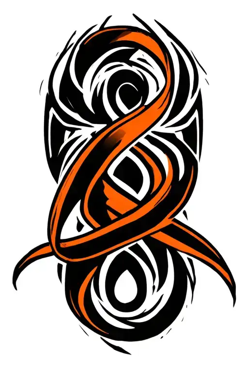 Kidney Cancer Orange Ribbon Intertwined With Strength Symbol