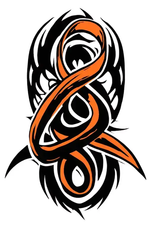 Kidney Cancer Orange Ribbon Intertwined With Strength Symbol