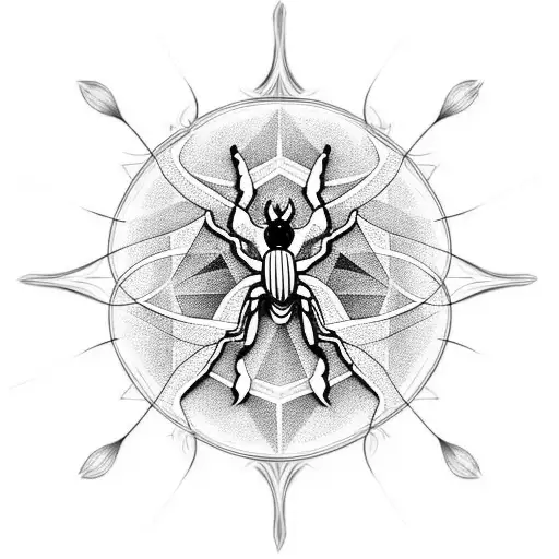 Black Matte Spider With Sacred Geometry Tatoo On Its Back