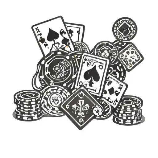 Gambling Poker Chips Dice Cards Whiskey