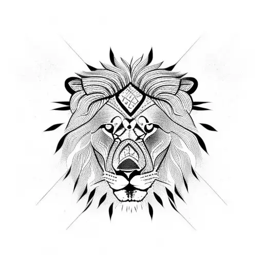 Lion With Lines And Indian