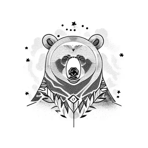 Half Sleeve Bear Family And Landscape