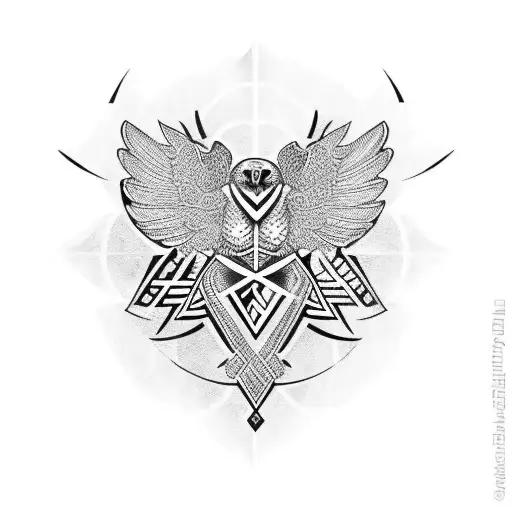 Falcon Silhouette Intertwined With Celtic Patterns