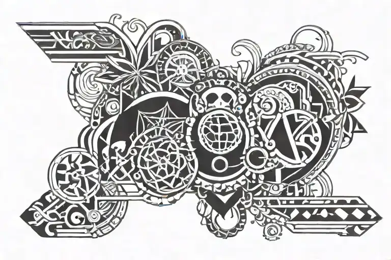 Braclet Tattoo Including Nature And Mechanics