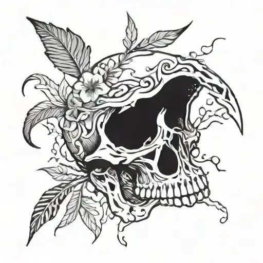 A Bird Skull With Plants Growing Out Of It