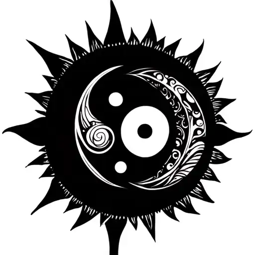 Yin Yang Design With Sun And Moon Merging Together