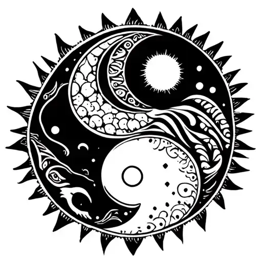 Yin Yang Design With Sun And Moon
