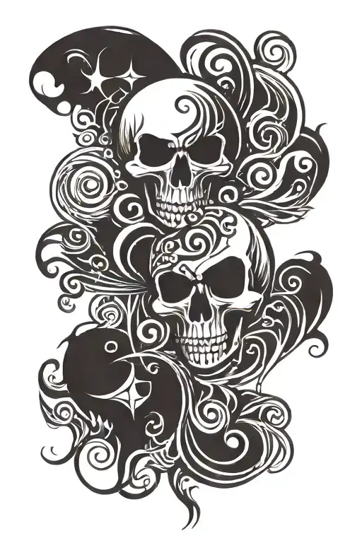 Skull And Yingyang Symbol