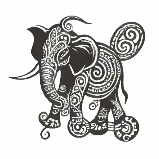 Elephant And Music Note Intertwined