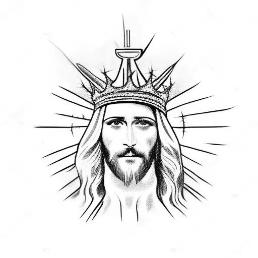 Jesus Name With A Crown Of Thorns Sitting On Top