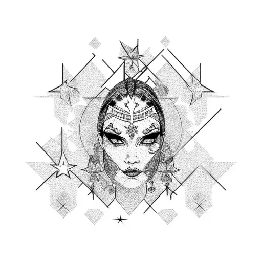 Fine Lines With Little Stars On The Shoulder For Women