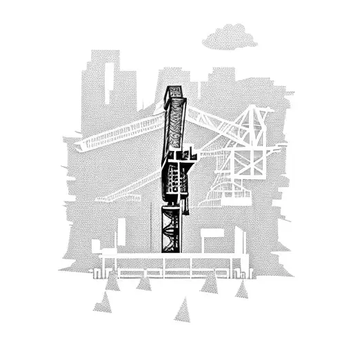 Tower Crane With A Construction Site In The Background