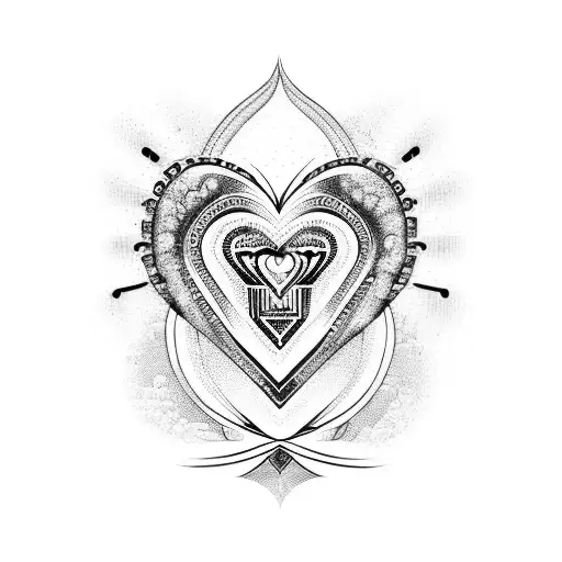 A New Trible-style Heart With An Anime Girl Inside
