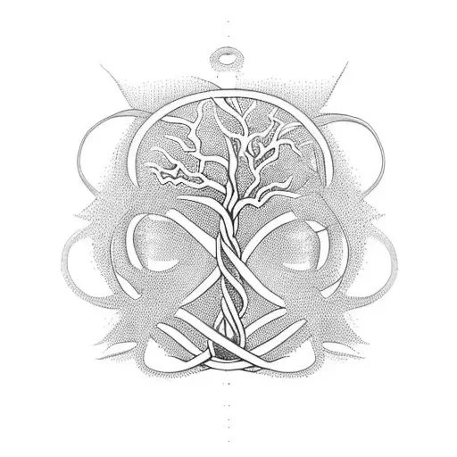 Norse Tattoo Arm Sleeve Tree Of Life Knots In Background