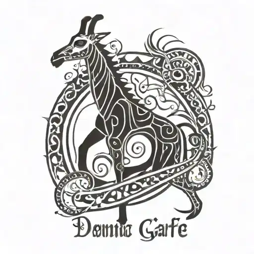 Demonic Giraffe Standing With A Birth Date