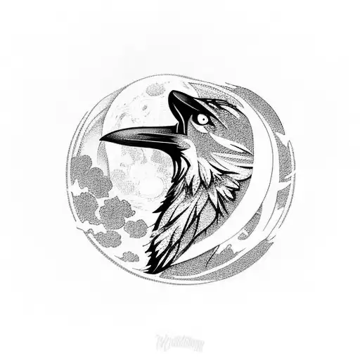 Raven & Wolf Under Moon