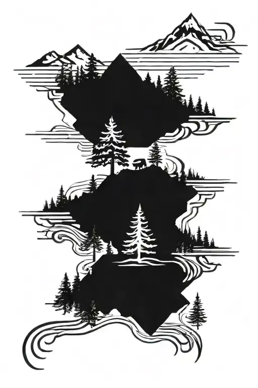 Outdoors Mountains Trees Lakes Fishing