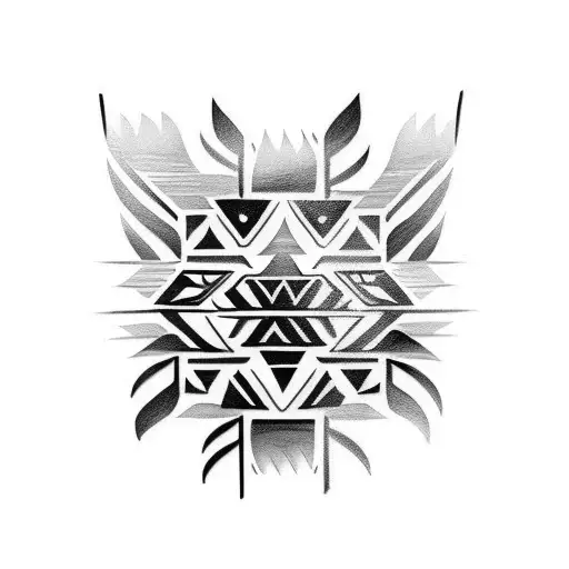 A Sketch-style Tattoo Blending Native American And Samoan Patterns