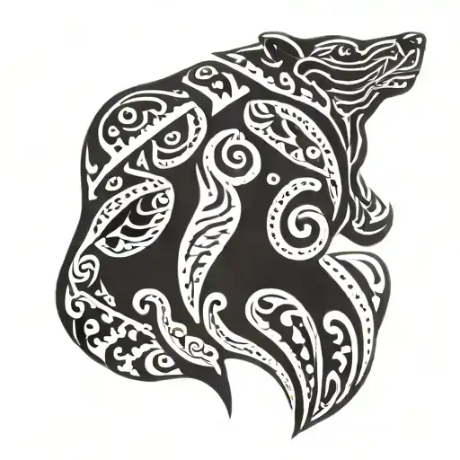 Nordic Pattern Tattoo With A Bear Head