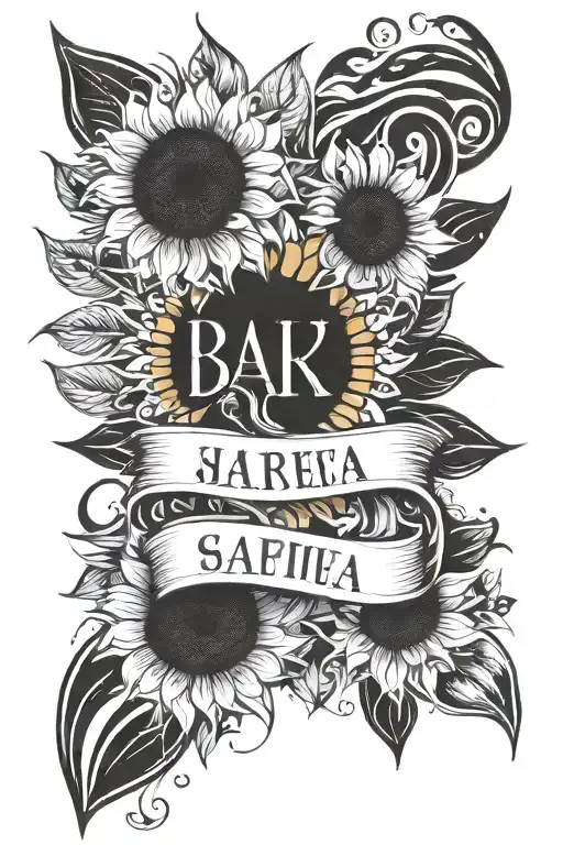 Baby Name Written Underneath Her With Sunflowers Growing