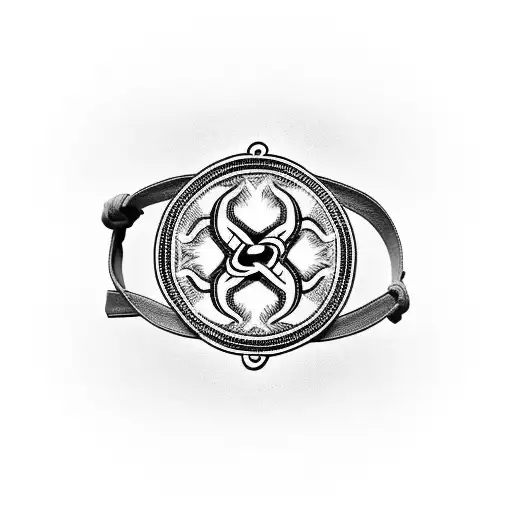 Bracelet Tattoo With Endless Knot With Water And Fire Symbolism On The Calf