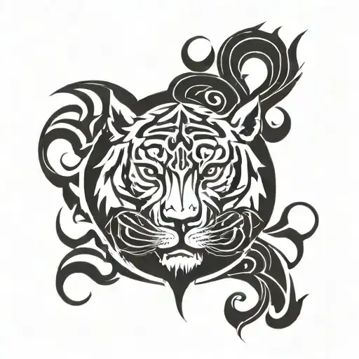 Yin Yang With Tiger And Wolf Head