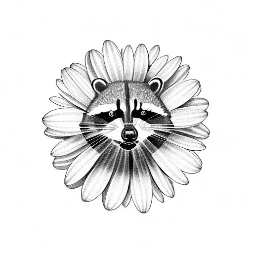 Racoon Smelling A Daisy