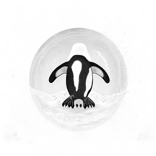 Penguin Surfing In The Ocean