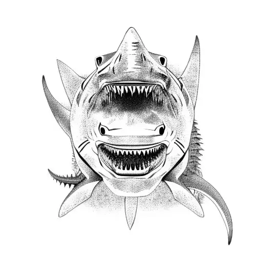 A Shark Under A Female Lion And A T Rex