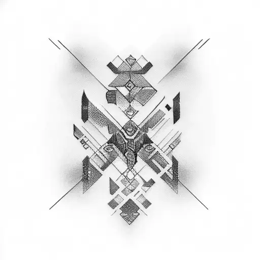 Arm And Chest Tattoo Lines Connected Like Darkness Mimimalistic