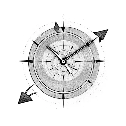 Clock And Globe With Arrow Through