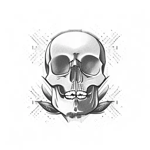 Skull And A Lot Of Different Vegetables Cutted By A Knive