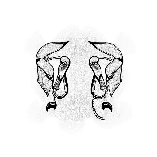 2 Large And 1 Small Flamingo