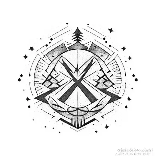 A Campfire Scene With Tribal Patterns And Leo Constellation In The Night Sky