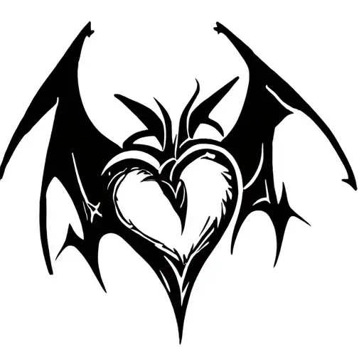 Heart With Bat Wings Spread Wide