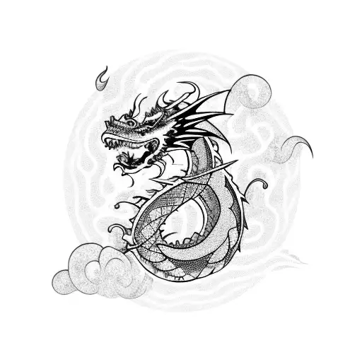 Dragon And Waves