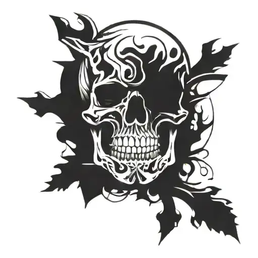 Skull Mouth Full Of Fire Wood