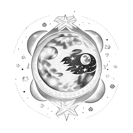 Moon And Stars Surrounding The Names Maia And Celestia